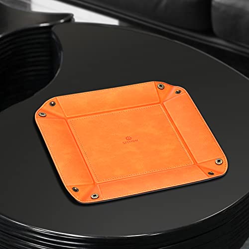 SITHON Valet Tray Desktop Storage Organizer Nightstand Caddy Holder - color: Orange