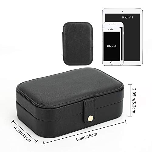 Small Jewelry Box Storage Organizer Jewelry case Travel Jewelry Organizer - color: Black