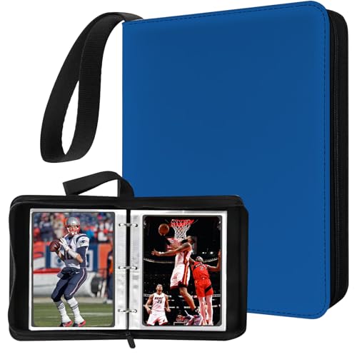 Mini Card Binder, 1-Pocket Super Lightweight Zipper Binder Holds 80+ Trading Cards, Small Cards Binder for TCG, MTG, Sports & Game Cards, Portable Gift for Girls & Collectors (Blue) - color: Blue