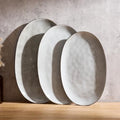 famiware Serving Platters Set of 3 Sizes - Oval, Grey - color: Gray