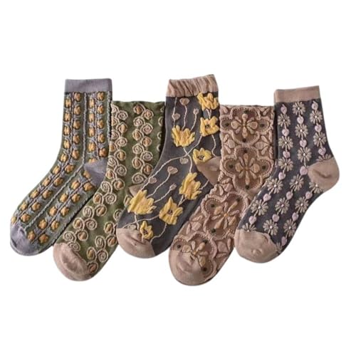 Lavish Lavender Argyle Frill Socks for Women, Dress Socks - color: 5pair-flower