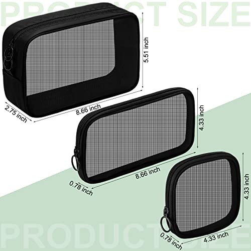Weewooday 4Pcs Mesh Makeup Bag, Black, Small, Large, Medium, Classic - color: Black, size: Small, Large, Medium, style: Classic