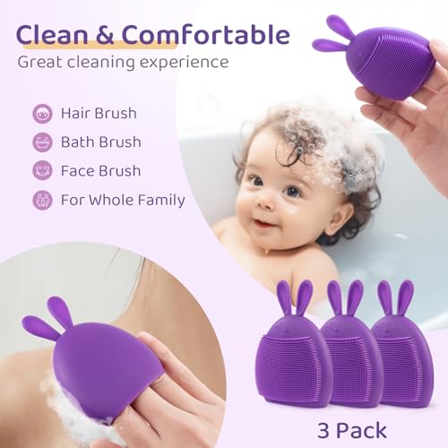 3 Pack Face Scrubber,Holinduk Soft Silicone Facial Cleansing Brush Face Exfoliator Blackhead Acne Pore Pad Cradle Cap Face Wash Brush for Deep Cleaning Skin Care