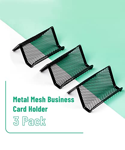 Mr. Pen- Metal Mesh Business Card Holders, 3 Pack, Black - color: Black