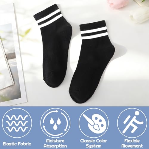Womens White Crew Socks 6 Pair Striped Trim Casual Crew Socks - color: 8pairs Black