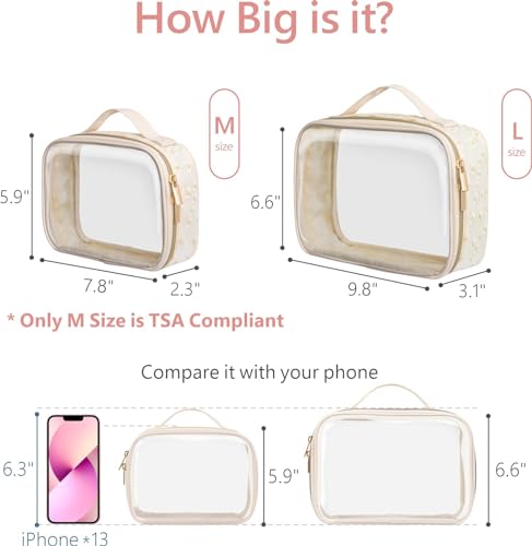 PACKISM Clear Makeup Bag Travel - TSA Approved Toiletry Bag, 2 Pack Beige - color: Beige