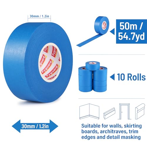 10Rolls Blue Painters Tape 30MM × 55Yd Wide Blue Masking Tape for Painting - size: 1.2inch-10rolls