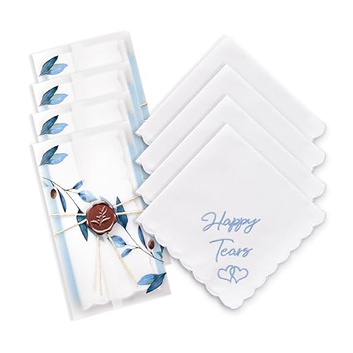 Happy Tears Wedding Handkerchief Something Blue Gift for Bride - color: Happy Tears X 4 (Blue)