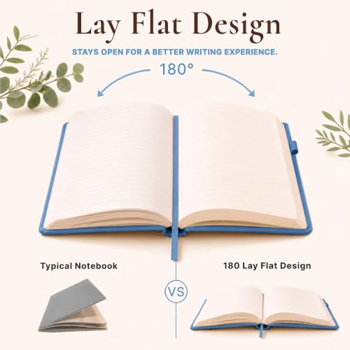 Lined Journal Notebook Hardcover Leather Bound 200 Pages A4 Blue Cute Diary - color: Blue, size: A4 200 Pages