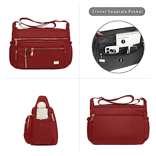 NPBAG Crossbody Bag for Women, Shoulder Purse Handbag Messenger Bag, Trendy Pocketbooks, Waterproof and Multi-Pockets - color: Red
