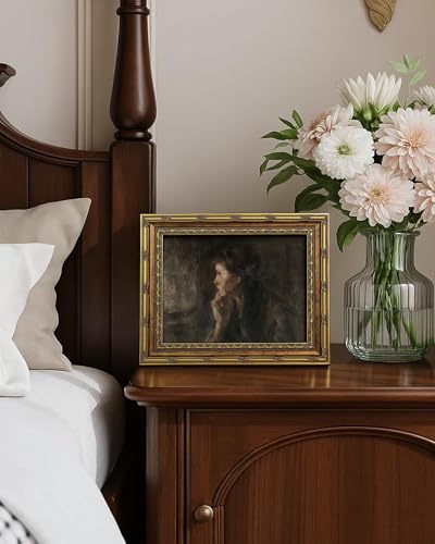 Vodefoad Vintage Woman Portrait Gold Framed Wall Art, Classical Woman Canvas Prints, Farmhouse Wall Decor, Woman Painting Art Print, Dark Moody Wall Art, Antique Lady Wall Art Artwork Pictures for Gallery Bedroom Kitchen Office Living Room Bathroom Decor