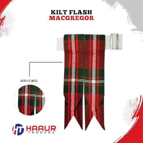 Men's Men's Tartans Kilt Flashes with Heavy Buckle Elastic Adjusters Fit - color: Macgregor