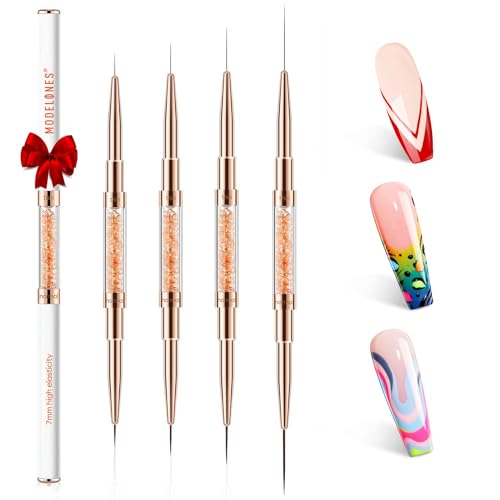 Modelones Nail Art Brushes Dual-ended Fine Liner Gel Polish 7/11/15/20mm - color: orange