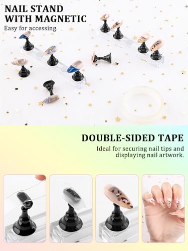 YOOVR 28-In-1 Nail Art Tools with Nail Stand Holder for Press on Painting - color: Black