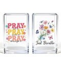 Just breathe 2 Pack Acrylic Cosmetic Pencil Pen Holder Cup, Hope Inspirational Makeup Brush Organizer Holder, Women Faith Gifts, Christian Encouragement Gifts for Women Mom Daughter Teacher - style: Pray Breathe 2