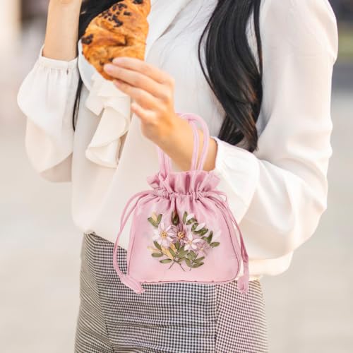 Holibanna Embroidered Floral Handbags Chinese Ethnic Drawstring Bag Purse