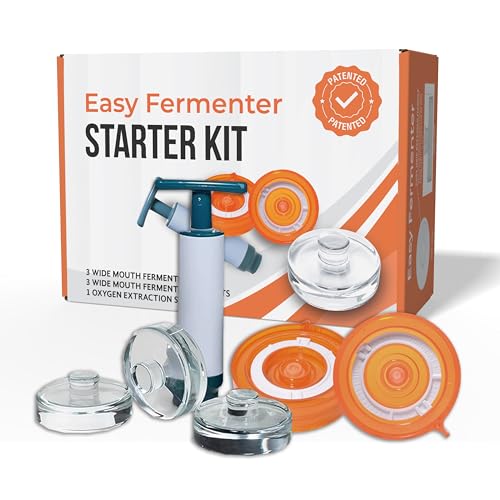 Fermentation Lids Starter Set, Includes 3 Airlock Fermentation Lids and 3 Glass Weights, Sauerkraut Fermenting Kit for Wide Mouth Mason Jar, Pickles, Vegetables, Kimchi kit (Orange) - color: Orange