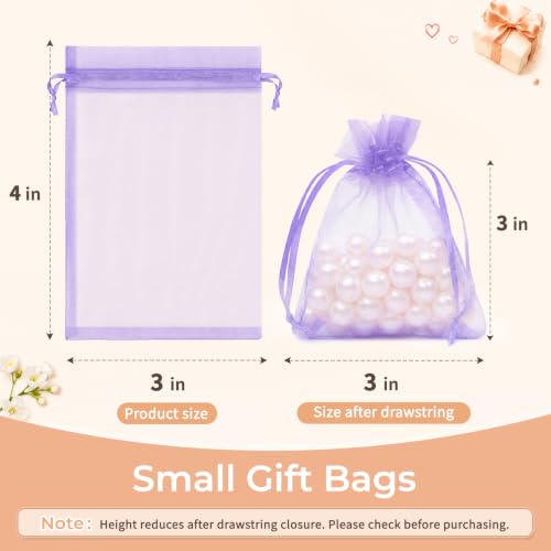 Crweety 50PCS Organza Bags 3x4 Light Purple Small Gift Bags Mesh Drawstring - color: Lavender Purple