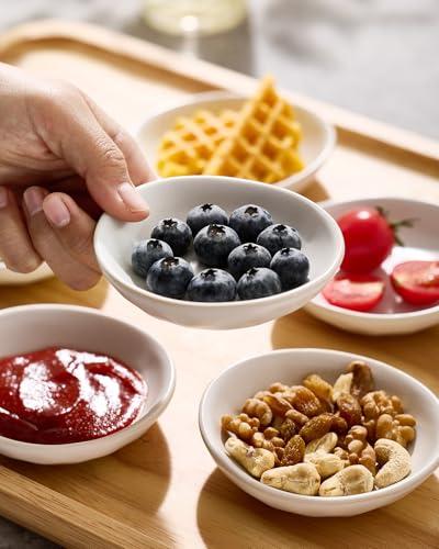 famiware Ceramic Soy Sauce Dish, 2.1oz Dipping Bowl Set of 6, Matte White - color: Matte White, size: 6pcs