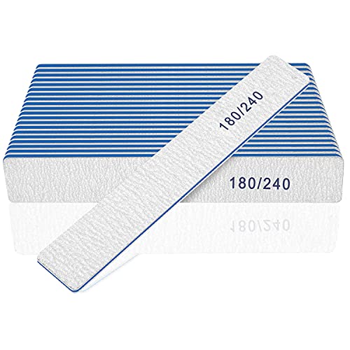 Nail File-Nail Files for Natural Nails 180/240 Grit, Emery Boards Nail Files Double Sided, 12 PCS Professional Manicure Tools for Nail Tech - size: 180/240 grit for natural nail