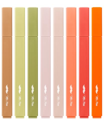 Mr. Pen- Aesthetic Highlighters No Bleed, 8 Pack, Assorted Colors | Chisel Tip, Cute Highlighters Assorted Colors for Journaling, Highlighting, Underlining, Fast Dry, Back to School Supplies - color: Autumn Earth, size: 8 Pack