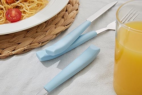 ANNOVA Silverware Set Stainless Steel Colorful Handle Tableware Kitchen Flatware Set Utensils, Includes Dinner Knives, Forks, Spoons, Salad Forks & Dessert Spoons (Light Blue, 20 Pieces) - color: Light Blue 20Pieces