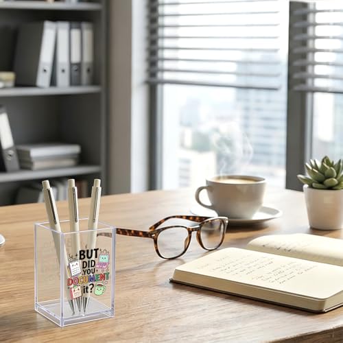 But Did You Document It Acrylic Organizer Pencil Pen Holder, HR Humor Office Desk Accessories Holder, Funny Office Decor Gifts for Women Human Resources Accountant Programmer Graphic Coworker - color: Clear 1