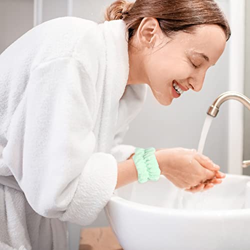 Chuangdi 4 Pairs Wrist Bands for Washing Face Microfiber,Pastel Colors - color: Pastel Colors
