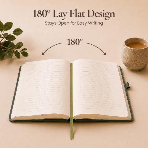 Lined Journal Notebook Hardcover Leather Bound 200 Pages A5 Green Diary - color: Light Green, size: A5 200 Pages