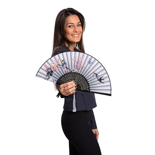 Zonon 4 Pack Hand Held Folding Fans for Women Silk,Cute - style: Cute