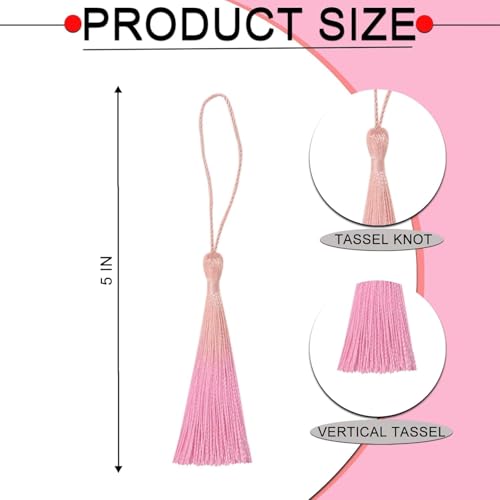 50Pcs 5 Inch Bulk Bookmark Tassel Kit for Graduation, Keychain(Nude Pink) - color: Nude&pink