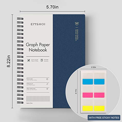 EMSHOI Graph Grid Journal Notebook, 4 Pack, 640 Pages, A5 (5.7" x 8.2") - color: Brown Blue, style: A5-Graph