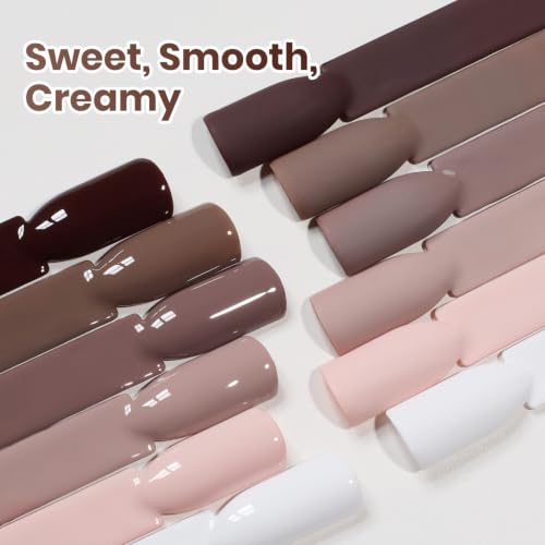 Beetles Neutral Gel Polish Set, 6 Neutral Brown Colors Gel - color: C - Creme | Caramel Cappuccino