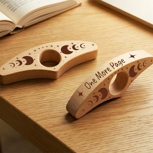 Book Page Holder, Handmade Beech Wooden Thumb Book Holder for Reading, Ideal Reader Gifts & Reading Accessories Gifts for Women Reading Lovers - color: Moon