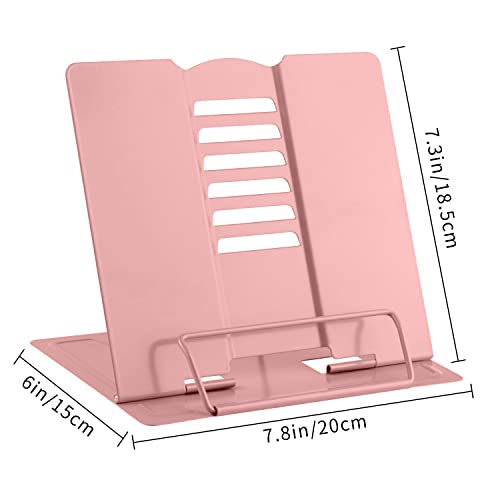 MSDADA Desk Book Stand Holder for Reading, Adjustable Cookbook Stand,Metal Reading Stand for Textbooks Recipes Music Books Tablet, Gifts for Kids Girls 8-12 (Morandi Pink) - color: Morandi Pink