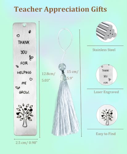 Metal Teacher Bookmarks with Tassels, Teacher Appreciation Gifts - color: B