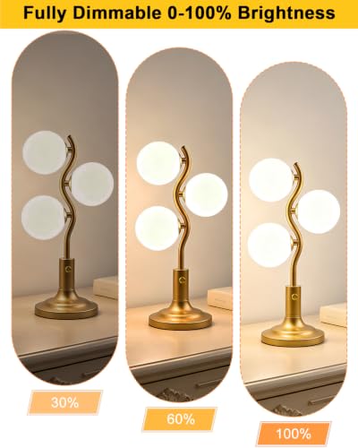 Lightdot Gold Globe Table Lamp Dimmable Modern Ball Lamp 3 Bulbs Included - color: 01-Gold-Globe-3-S