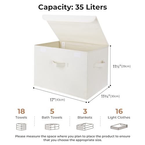 GRANNY SAYS Memory Keepsake Storage Box, Fabric Storage Bins with Lids - color: Ivory White, size: Extra Large
