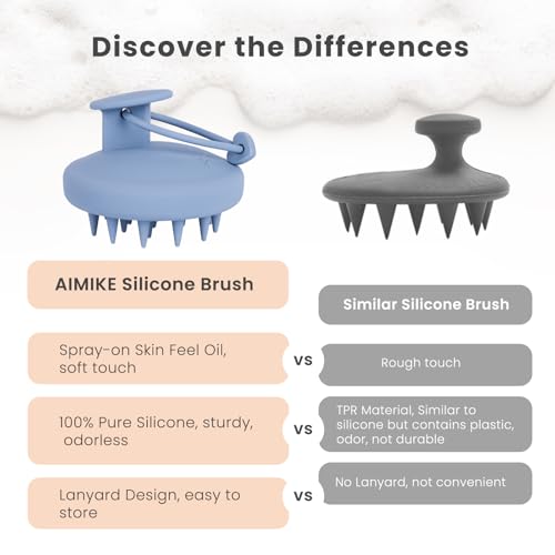 AIMIKE Scalp Massager Shampoo Brush, Soft Silicone Hair Scrubber - color: Morandi - Haze Blue