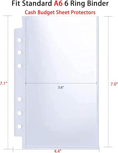 A6 Budget Binder Sleeves 80 Pack, 6-Hole Clear Binder Inserts, Double-Sided Budget Sheet Protectors for Cash Envelope System, Money Organizer for Budgeting, Receipts, Coupons & Saving Challenges - color: A6-Pockets Sleeves-80