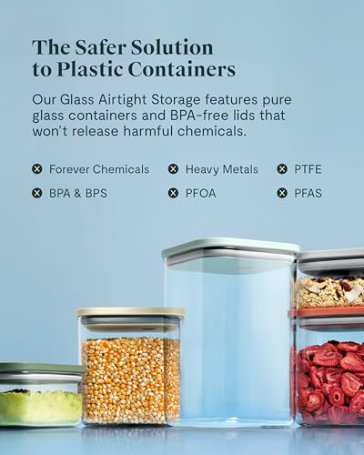 Caraway 1 qt Glass Airtight Food Storage Container with Lid - color: Mist, size: 1qt Container