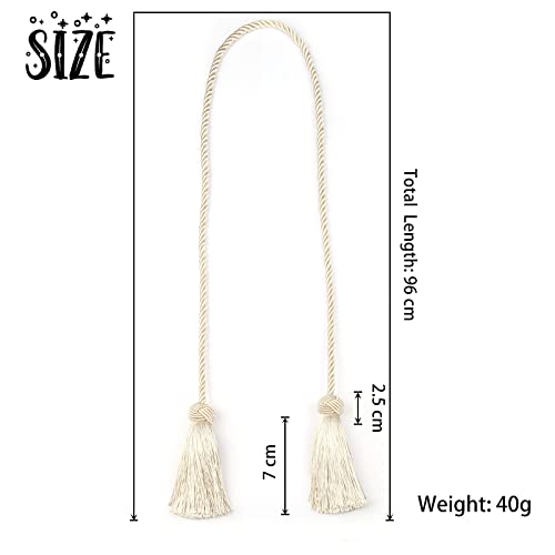 BEL AVENIR 2 Pack Handmade Rope Tassel Curtain Tiebacks - color: Beige, size: 2 Pack