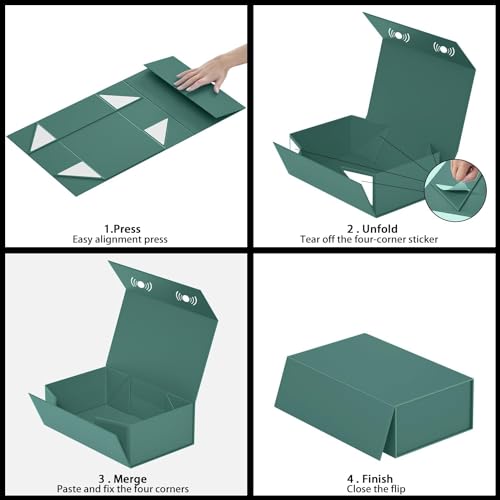 RYDDOY Green Gift Box, 13.8x9.5x4.3'' Large Gift Boxes with Lids - color: Forest Green, size: 13.8 x 9.5 x 4.3 Inch