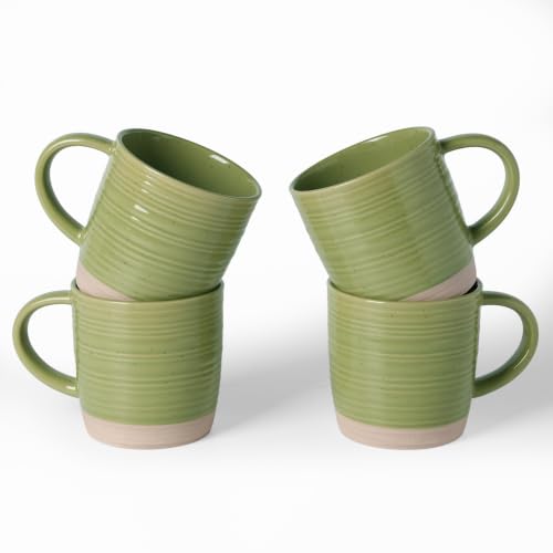 famiware Coffee Mugs Set of 4, 13 oz Mug Set, Ceramic Cup Set with Handle - color: Constellation-Olive Green, size: 4 Count (Pack of 1)
