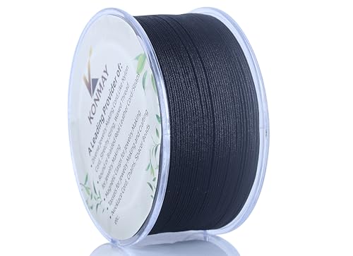 KONMAY 0.6mm Black Nylon String with Case for Bracelets,190 Yards Braided Nylon Satin Cord for Jewelry Making, Beading,Chinese Knotting, Kumihimo, Macramé - color: Black, size: Braided 0.6mm