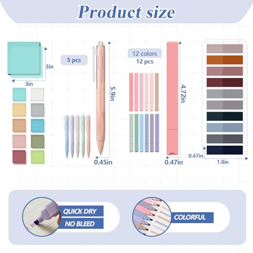 Jutom 39 Pcs Aesthetic Book Annotation Kit,Black,Cute Style - color: Black, style: Cute Style
