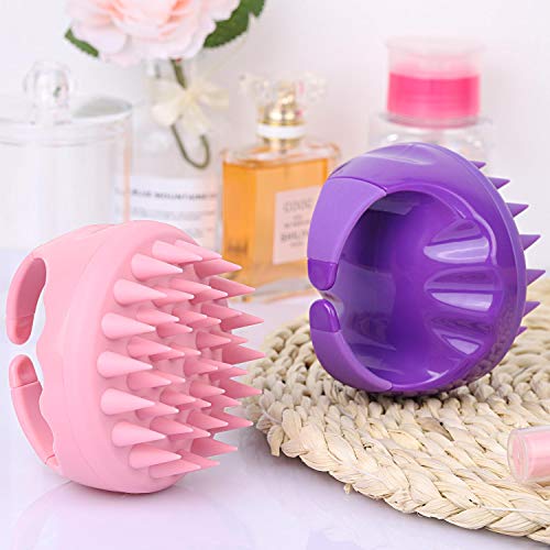 3 Pcs Silicone Scalp Massager & Shampoo Brush, Handheld Scalp Scrubber Cleansing Brush for Shower - color: 3 x Multi Color