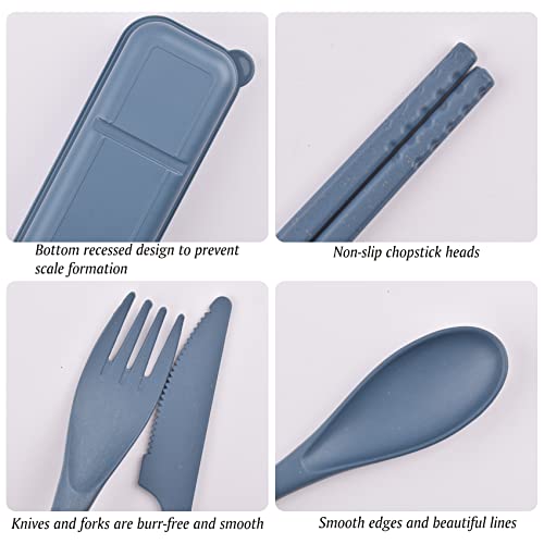 Zoyiancy 4 Sets Cutlery Set, Reusable Spoon Knife Fork Chopsticks Lunch Box - color: Standard, 4 Colors