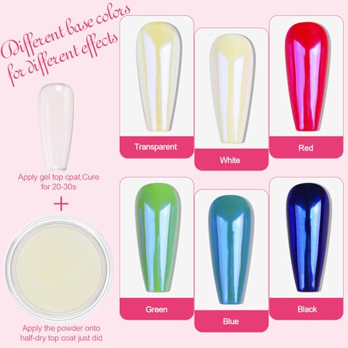 Artdone Blue Aurora Chrome Nail Powder, Iridescent Unicorn Powder Metallic Mirror Effect Pigment Pearlescent Mermaid Pearl Glitter Dust Kit, Nail Art Decoration, Resin Craft - color: 1 Jar - Blue Aurora