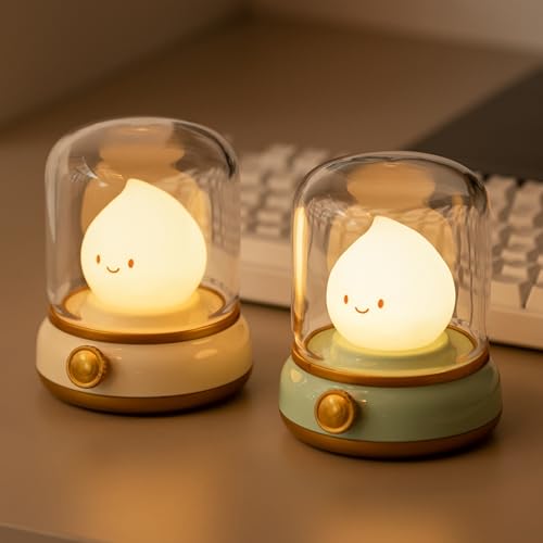 WANIDEA Night Light, Cute Night Light for Kids 2 Pack (Yellow and Green) - color: Flame Yellow and Green